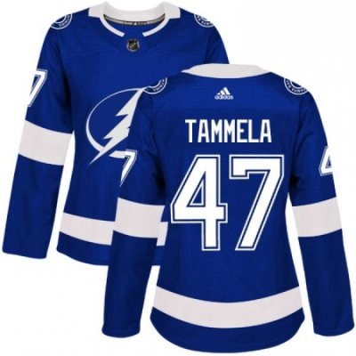 Womens Adidas Tampa Bay Lightning 47 Jonne Tammela Authentic Royal Blue Home NHL Jersey