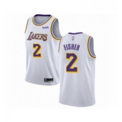 Youth Los Angeles Lakers 2 Derek Fisher Swingman White Basketball Jerseys Association Edition