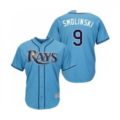 Youth Tampa Bay Rays 9 Jake Smolinski Replica Light Blue Alternate 2 Cool Base Baseball Jersey