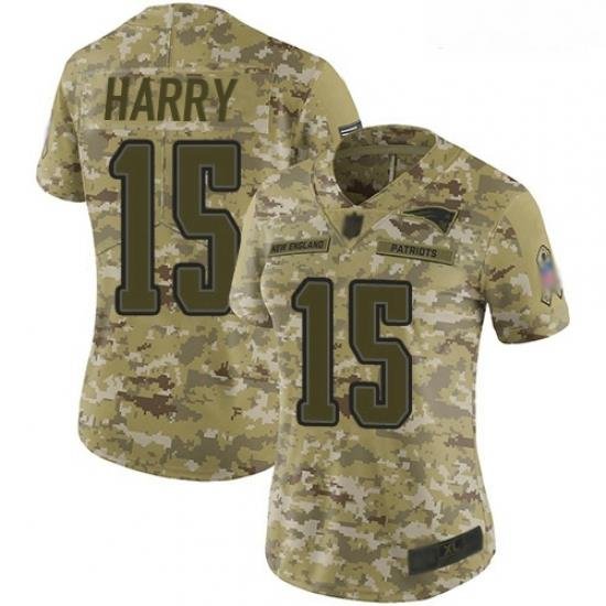 Patriots #15 N 27Keal Harry Camo Women Stitched Football Limited 2018 Salute to Service Jersey