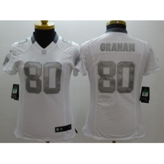 Women Nike New Orleans Saints #80 Jimmy Graham Platinum White Jerseys