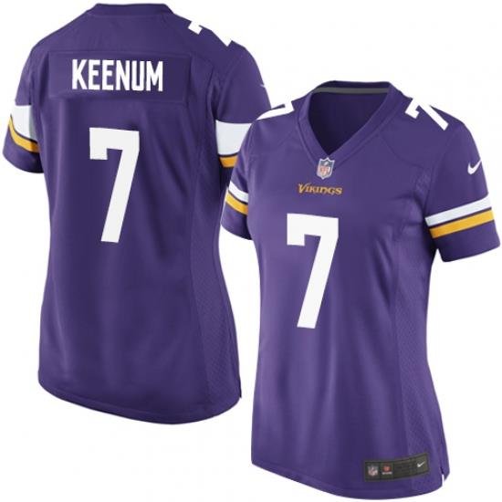 Women Nike Minnesota Vikings #7 Case Keenum Purple Team Color NFL Jersey