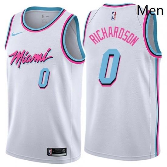 Mens Nike Miami Heat 0 Josh Richardson Authentic White NBA Jersey City Edition