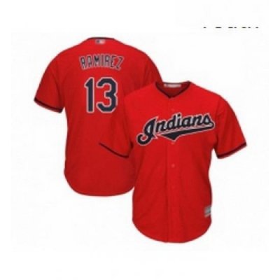 Youth Cleveland Indians 13 Hanley Ramirez Replica Scarlet Alternate 2 Cool Base Baseball Jersey