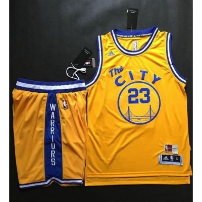 Warriors #23 Draymond Green Gold Throwback The City A Set Stitched NBA Jersey