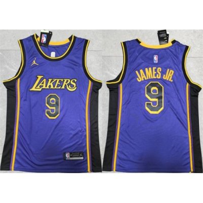 Men Los Angeles Lakers 9 Bronny James Jr  Purple Stitched Basketball Jersey