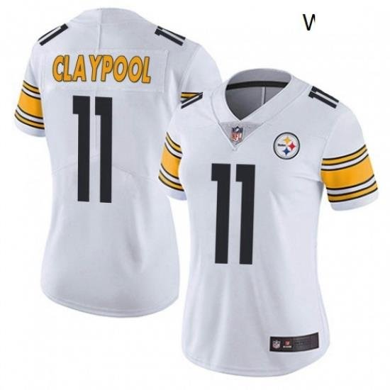 Women Nike Steelers 11 Chase Claypool White Vapor Limited Stitched NFL Jersey