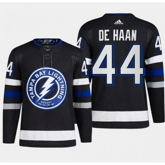 Men Tampa Bay Lightning 44 Calvin De Haan Black Alternate Premier Breakaway Stitched Jersey