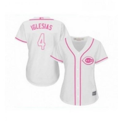 Womens Cincinnati Reds 4 Jose Iglesias Replica White Fashion Cool Base Baseball Jersey