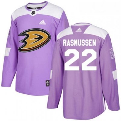 Youth Adidas Anaheim Ducks 22 Dennis Rasmussen Authentic Purple Fights Cancer Practice NHL Jersey