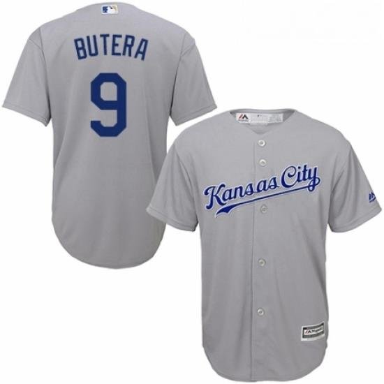 Youth Majestic Kansas City Royals 9 Drew Butera Authentic Grey Road Cool Base MLB Jersey