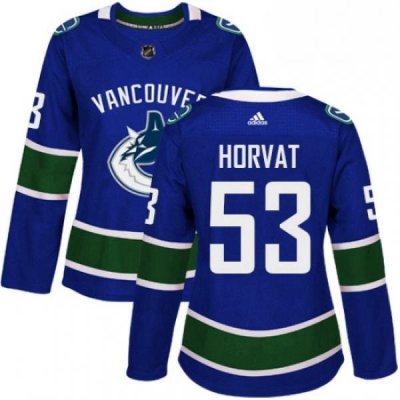 Womens Adidas Vancouver Canucks 53 Bo Horvat Premier Blue Home NHL Jersey