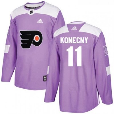 Youth Adidas Philadelphia Flyers 11 Travis Konecny Authentic Purple Fights Cancer Practice NHL Jersey