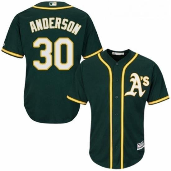 Youth Majestic Oakland Athletics 30 Brett Anderson Authentic Green Alternate 1 Cool Base MLB Jersey