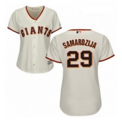 Womens Majestic San Francisco Giants 29 Jeff Samardzija Authentic Cream Home Cool Base MLB Jersey