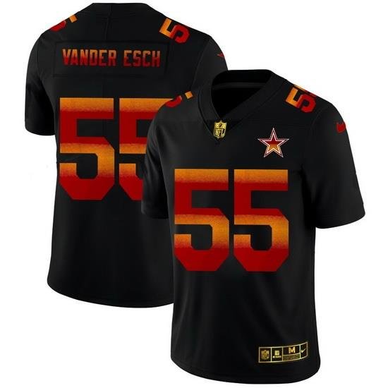 Dallas Cowboys 55 Leighton Vander Esch Men Black Nike Red Orange Stripe Vapor Limited NFL Jersey