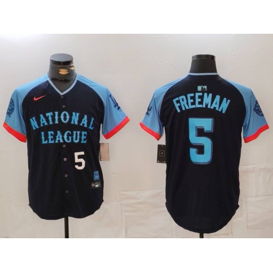 Men National League 5 Freddie Freeman Navy 2024 All Star Limited Stitched Baseball Jersey 6