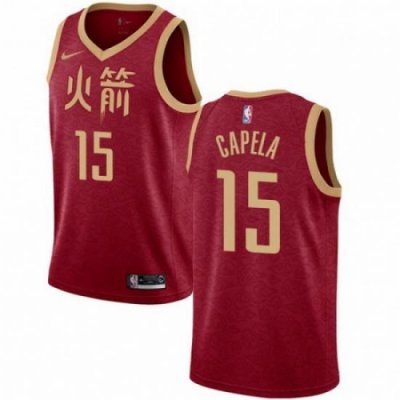 Mens Nike Houston Rockets 15 Clint Capela Swingman Red NBA Jersey 2018 19 City Edition