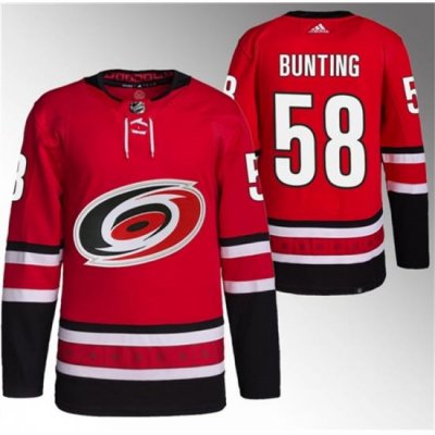 Men Carolina Hurricanes 58 Michael Bunting Red Stitched Jersey