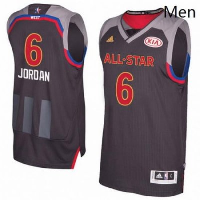 Mens Adidas Los Angeles Clippers 6 DeAndre Jordan Authentic Charcoal 2017 All Star NBA Jersey