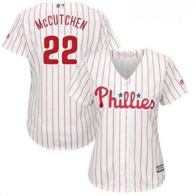 Womens Philadelphia Phillies 22 Andrew McCutchen Majestic White Scarlet Cool Base Player Jersey