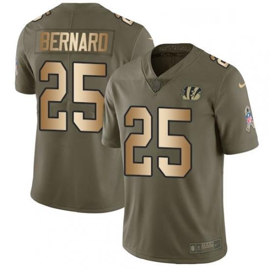 Mens Nike Cincinnati Bengals 25 Giovani Bernard Limited OliveGold 2017 Salute to Service NFL Jersey