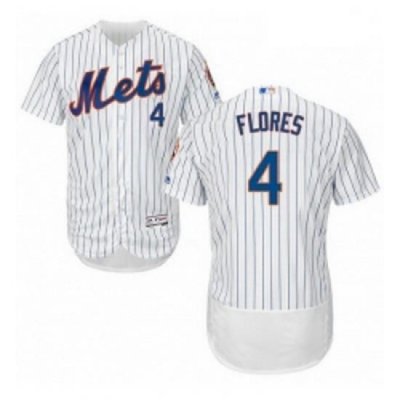 Mens Majestic New York Mets 4 Wilmer Flores White Home Flex Base Authentic Collection MLB Jersey