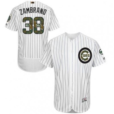 Mens Majestic Chicago Cubs 38 Carlos Zambrano Authentic White 2016 Memorial Day Fashion Flex Base MLB Jersey