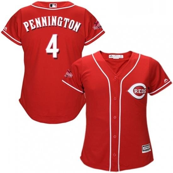 Womens Majestic Cincinnati Reds 4 Cliff Pennington Authentic Red Alternate Cool Base MLB Jersey