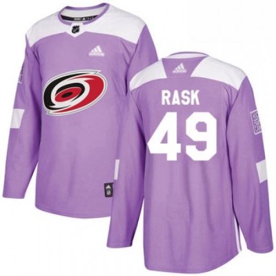 Mens Adidas Carolina Hurricanes 49 Victor Rask Authentic Purple Fights Cancer Practice NHL Jersey