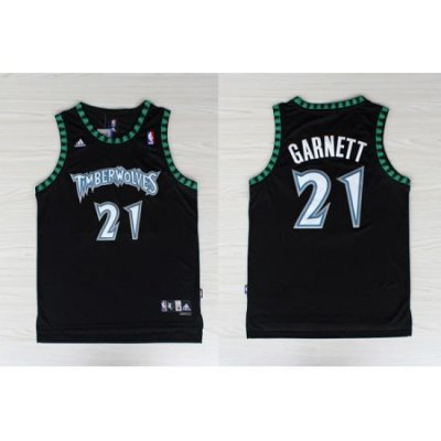 NBA Minnesota Timberwolves 21 Kevin Garnett Swingman Black Jersey