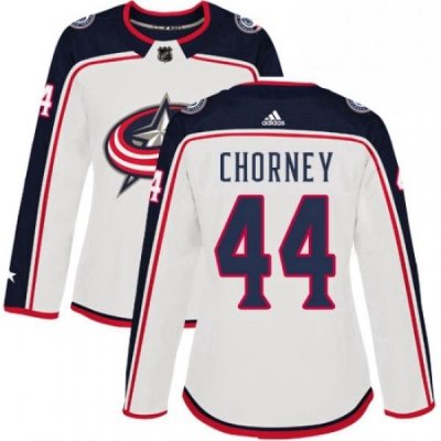 Womens Adidas Columbus Blue Jackets 44 Taylor Chorney Authentic White Away NHL Jersey