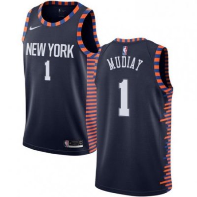 Youth Nike New York Knicks 1 Emmanuel Mudiay Swingman Navy Blue NBA Jersey 2018 19 City Edition