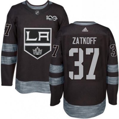 Mens Adidas Los Angeles Kings 37 Jeff Zatkoff Premier Black 1917 2017 100th Anniversary NHL Jersey