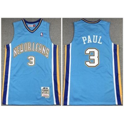 Men New Orleans Hornets 3 Chris Paul 2005 06 Light Blue Throwback Stitched Jersey