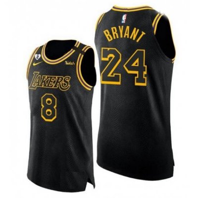 Men Men Los Angeles Lakers Front 8 Back 24 Kobe Bryant With 2 Gigi Patch Black Stit