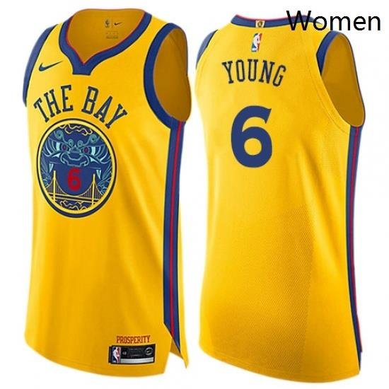 Womens Nike Golden State Warriors 6 Nick Young Swingman Gold NBA Jersey City Edition