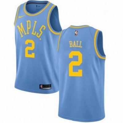 Mens Nike Los Angeles Lakers 2 Lonzo Ball Authentic Blue Hardwood Classics NBA Jersey