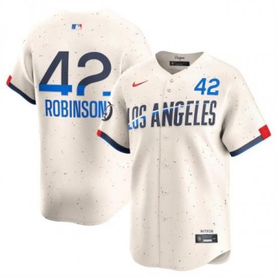 Men Los Angeles Dodgers 42 Jackie Robinson Cream 2024 City Connect Limited Stitched Baseball Jersey