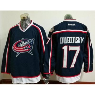 Blue Jackets #17 Brandon Dubinsky Navy Blue Home Stitched NHL Jersey