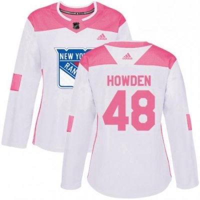 Womens Adidas New York Rangers 48 Brett Howden Authentic White Pink Fashion NHL Jersey