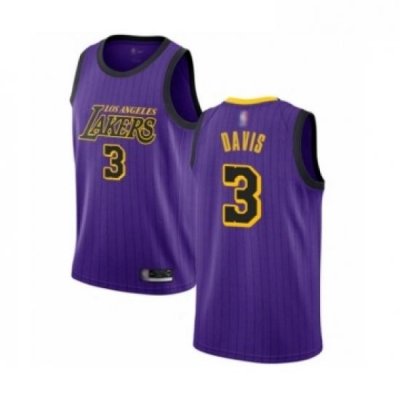 Youth Los Angeles Lakers 3 Anthony Davis Swingman Purple Basketball Jersey City Edition