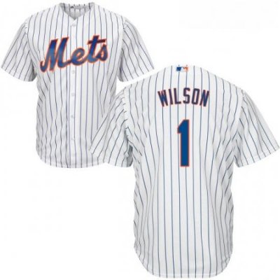 Youth Majestic New York Mets 1 Mookie Wilson Replica White Home Cool Base MLB Jersey