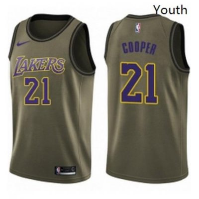 Youth Nike Los Angeles Lakers 21 Michael Cooper Swingman Green Salute to Service NBA Jersey