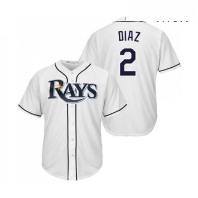 Mens Tampa Bay Rays 2 Yandy Diaz Replica White Home Cool Base Baseball Jersey