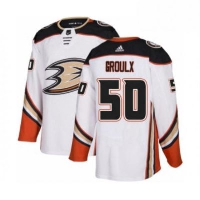 Mens Adidas Anaheim Ducks 50 Benoit Olivier Groulx Authentic White Away NHL Jersey