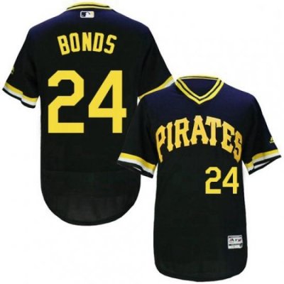 Mens Majestic Pittsburgh Pirates 24 Barry Bonds Black Flexbase Authentic Collection Cooperstown MLB Jersey