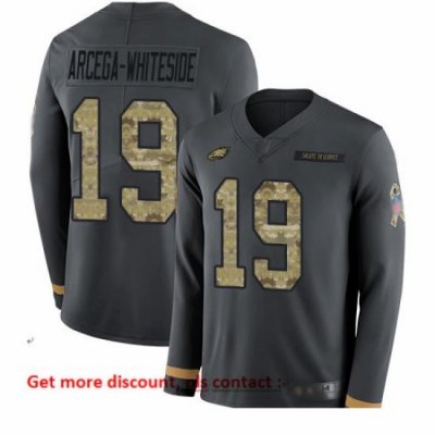 Eagles 19 JJ Arcega Whiteside Anthracite Salute to Service Men Stitched Football Limited Therma Long Sleeve Jersey