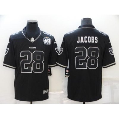 Men Nike Las Vegas Raiders 28 Josh Jacobs Black Shadow 60th Anniversary Patch Vapor Limited Jersey