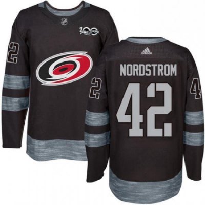 Mens Adidas Carolina Hurricanes 42 Joakim Nordstrom Authentic Black 1917 2017 100th Anniversary NHL Jersey